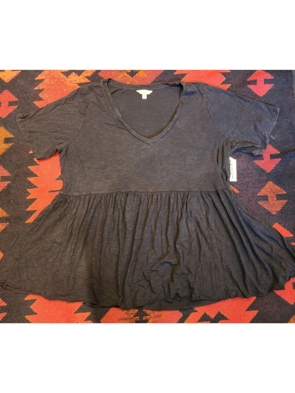 Terra & Sky Womens 2X V-Neck Super Soft Babydoll Tee Charcoal Gray Short Sleeve